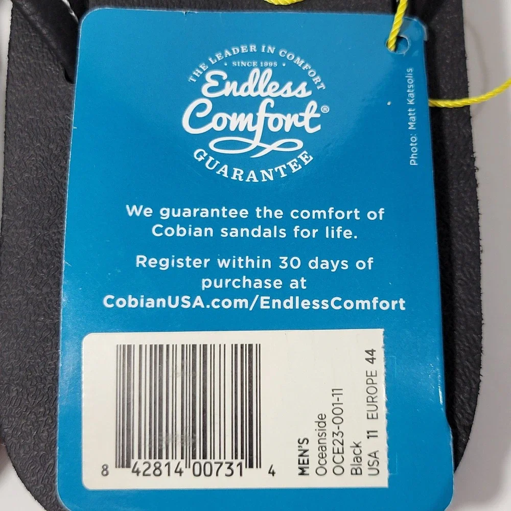 Cobian Oceanside Flip Flop Sandals Men Size 11 Black Arch Support Beach Pool NEW